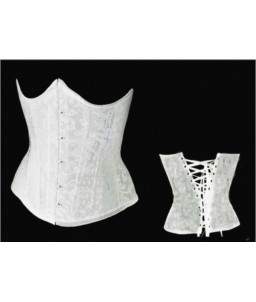 Sextoys, sexshop, loveshop, lingerie sexy : Bustiers et Corsets : Corset sexy serre taille brocart satin blanc "M"