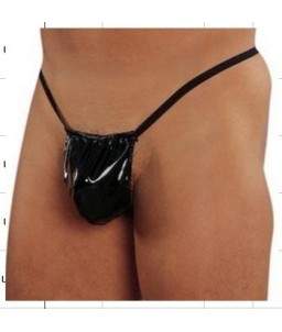 Sextoys, sexshop, loveshop, lingerie sexy : Boxers & Strings : String Noir effet cuir