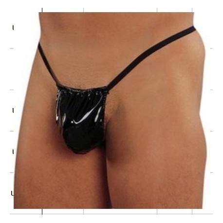Sextoys, sexshop, loveshop, lingerie sexy : Boxers & Strings : String Noir effet cuir