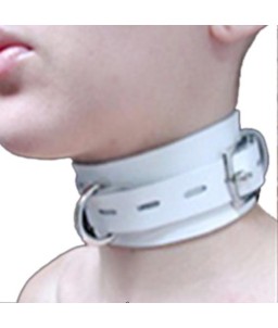 Sextoys, sexshop, loveshop, lingerie sexy : Colliers BDSM : Collier BDSM Blanc de Soumission simili Cuir réglable avec Anneau...