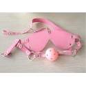 Sextoys, sexshop, loveshop, lingerie sexy : Baillons : Baillon Boule Harnais Cuir et Bandeau Rose