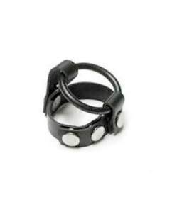 Cockring Double Anneaux de Pénis et Testicules Cuir & Caoutchouc