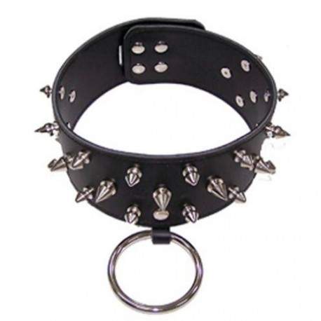 Sextoys, sexshop, loveshop, lingerie sexy : Colliers BDSM : Collier clouté de soumission Cuir avec Laisse en acier