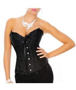 Sextoys, sexshop, loveshop, lingerie sexy : Bustiers et Corsets : Bustier Sexy brocart Noir "M" / Corsage baroque avec Liseré...