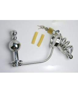 Cage de Chasteté Acier Plug d'urètre Cockring et Plug Anal