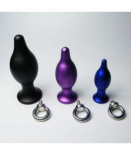 Sextoys, sexshop, loveshop, lingerie sexy : Plug Anal : Plug Anal en Acier Noir taille S avec anneau