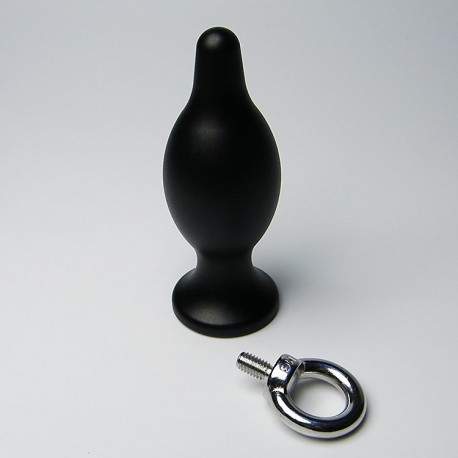 Sextoys, sexshop, loveshop, lingerie sexy : Plug Anal : Plug Anal en Acier Noir taille M avec anneau