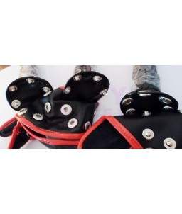 Godemichet Ceinture Simili Cuir Triple Gode Noir