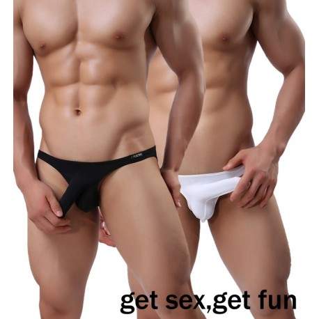 Sextoys, sexshop, loveshop, lingerie sexy : Boxers & Strings : Slip Sexy Homme Noir avec étui pour pénis Taille M