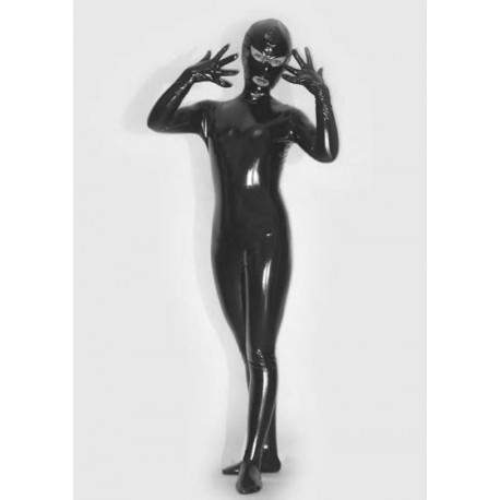 Sextoys, sexshop, loveshop, lingerie sexy : Cagoules SM : Taille M Catsuit combinaison simili cuir vinyl BDSM avec cagoule Femme