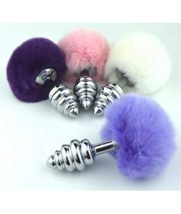 Sextoys, sexshop, loveshop, lingerie sexy : Plug Anal : Plug Anal en Anneaux Inox Queue de Lapin Bunny Blanc Taille S