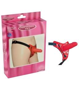 Sextoys, sexshop, loveshop, lingerie sexy : Gode Ceinture : Godemichet Ceinture Réaliste Rouge Simili Cuir Réglable