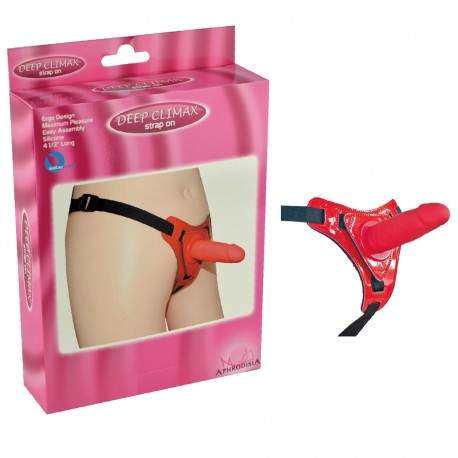 Sextoys, sexshop, loveshop, lingerie sexy : Gode Ceinture : Godemichet Ceinture Réaliste Rouge Simili Cuir Réglable