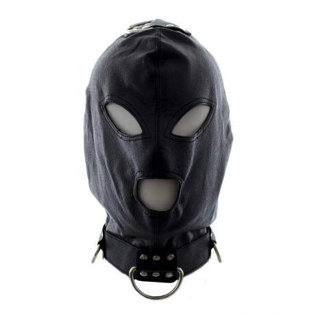 Sextoys, sexshop, loveshop, lingerie sexy : Cagoules SM : Cagoule Simili Cuir Yeux - Bouche ouvert avec Anneau