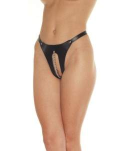 Sextoys, sexshop, loveshop, lingerie sexy : Lingerie Style Cuir & Vinyle Femme : Ensemble string cuir