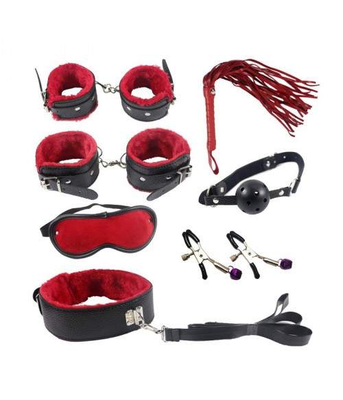 Sextoys, sexshop, loveshop, lingerie sexy : SM Contraintes : Coffret Fetish Rouge et noir BDSM