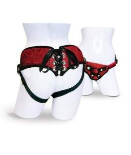 Sextoys, sexshop, loveshop, lingerie sexy : Gode Ceinture : Harnais gode ceinture corset rouge