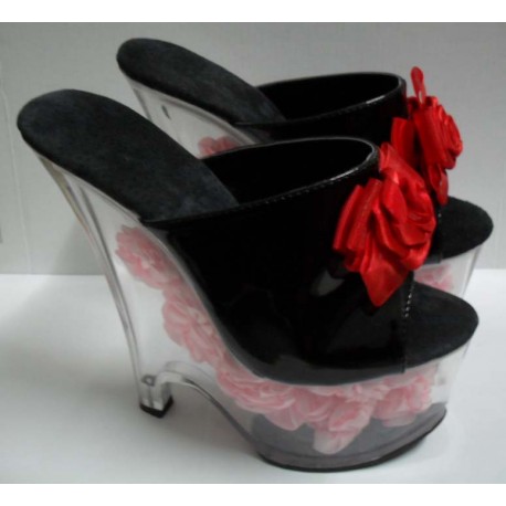 Sextoys, sexshop, loveshop, lingerie sexy : Chaussures : Chaussure Drag Queen Sexy Noire avec Fleurs Rouges Sextoys, sexshop, loveshop, lingerie sexy : Chaussures : Chaussure Drag Queen Sexy Noire avec Fleurs Rouges