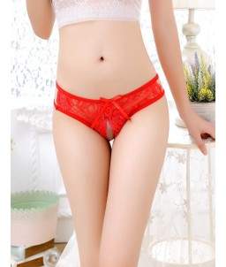 Sextoys, sexshop, loveshop, lingerie sexy : Lingerie sexy ouverte : Sexy String dentelle rouge ouvert