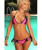 Sextoys, sexshop, loveshop, lingerie sexy : Maillot de bain et bikini : Sexy Bikini rose dentelle noir