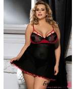 Sextoys, sexshop, loveshop, lingerie sexy : Lingerie sexy grande taille : Sexy Ensemble Nuisette Noir et rouge
