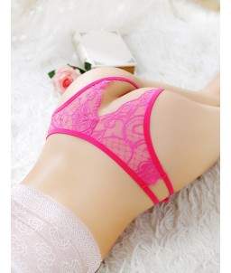 Sextoys, sexshop, loveshop, lingerie sexy : Lingerie sexy ouverte : Sexy String dentelle rose ouvert