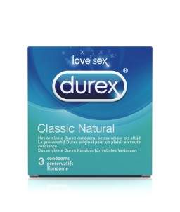 Sextoys, sexshop, loveshop, lingerie sexy : Préservatifs : Durex Préservatif Classic naturel X3