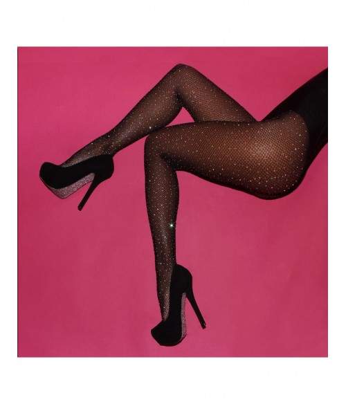 Sextoys, sexshop, loveshop, lingerie sexy : Bas & Collants : Sexy collant résille avec strass Noir