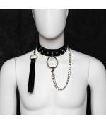 Sextoys, sexshop, loveshop, lingerie sexy : Colliers BDSM : BDSM - Collier de soumission Cuir avec Laisse en acier