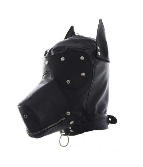 Sextoys, sexshop, loveshop, lingerie sexy : Cagoules SM : Cagoule de bondage Masque de Chien et Gants avec Crochets