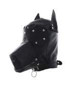Sextoys, sexshop, loveshop, lingerie sexy : Cagoules SM : Cagoule de bondage Masque de Chien et Gants avec Crochets