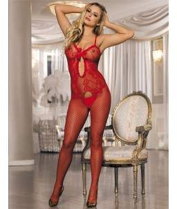 Sextoys, sexshop, loveshop, lingerie sexy : Combinaisons : Combinaison résille rouge sexy TU