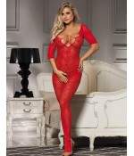 Sextoys, sexshop, loveshop, lingerie sexy : Combinaisons : Combinaison résille rouge sexy