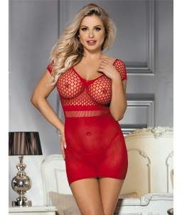 Sextoys, sexshop, loveshop, lingerie sexy : Robes sexy : MiniRobe résille rouge sexy