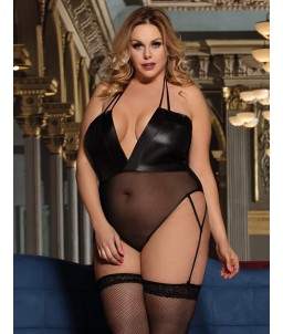 Sextoys, sexshop, loveshop, lingerie sexy : Lingerie sexy grande taille : Body vinyl Dentelle Sexy XL