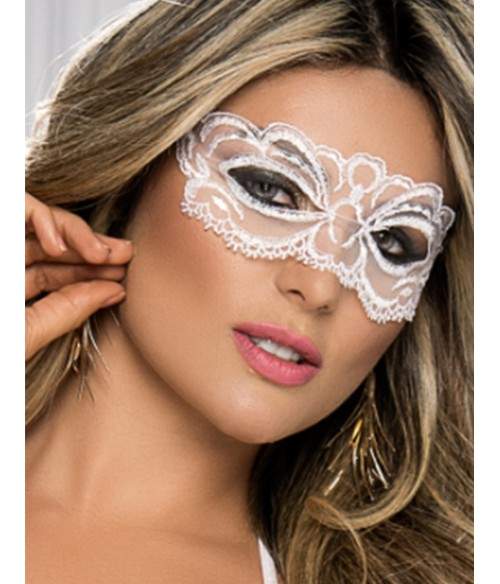 Sextoys, sexshop, loveshop, lingerie sexy : Accessoires Soirée Coquine : Masque sexy dentelle blanc