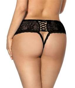 Sextoys, sexshop, loveshop, lingerie sexy : Strings & Boxers : Culotte Lacet sans Entrejambe Noir