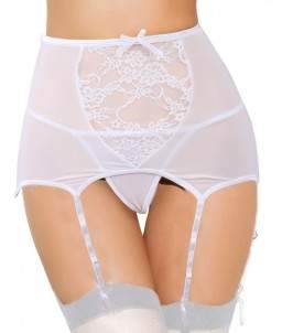 Sextoys, sexshop, loveshop, lingerie sexy : Porte jarretelles : Porte-jarretelles sexy blanc M