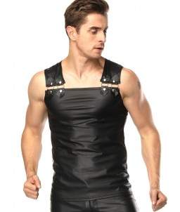 Sextoys, sexshop, loveshop, lingerie sexy : Lingerie Sexy Homme : Débardeur sexy Simili Cuir Noir L