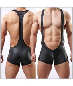 Sextoys, sexshop, loveshop, lingerie sexy : Boxers & Strings : Ensemble Body Sexy Style Cuir noir