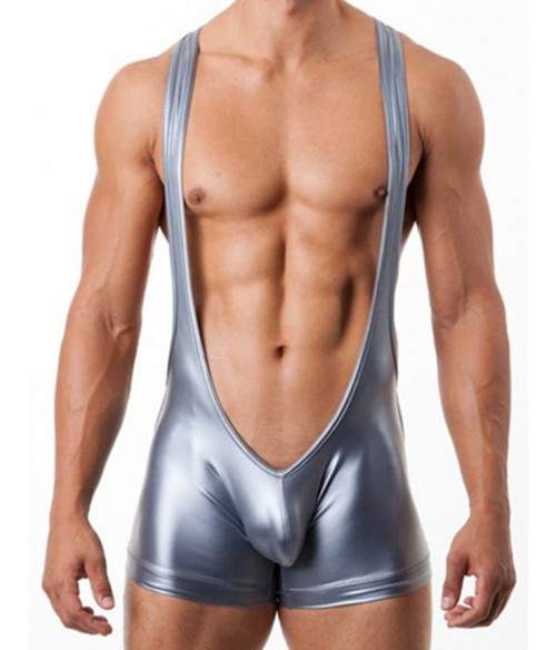 Sextoys, sexshop, loveshop, lingerie sexy : Boxers & Strings : Ensemble body sexy style cuir gris M