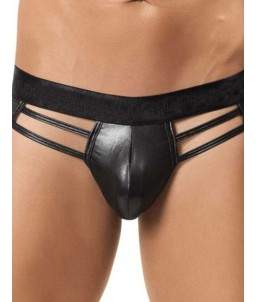 Sextoys, sexshop, loveshop, lingerie sexy : Boxers & Strings : String sexy noir simili cuir S