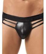 Sextoys, sexshop, loveshop, lingerie sexy : Boxers & Strings : String sexy noir simili cuir