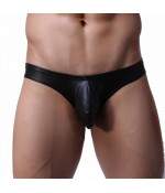 Sextoys, sexshop, loveshop, lingerie sexy : Boxers & Strings : Slip homme simili cuir noir