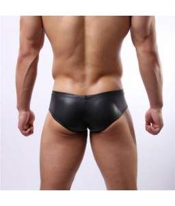 Sextoys, sexshop, loveshop, lingerie sexy : Boxers & Strings : Slip homme simili cuir noir S