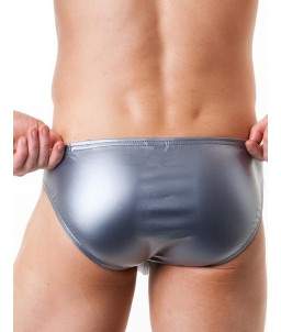 Sextoys, sexshop, loveshop, lingerie sexy : Boxers & Strings : Slip sexy gris simili cuir S