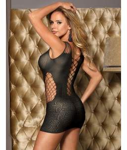 Sextoys, sexshop, loveshop, lingerie sexy : Robes sexy : Robe résille noir sexy avec laçage devant S/M