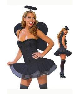 Sextoys, sexshop, loveshop, lingerie sexy : Deguisement Femme sexy : Costume sexy ange noir vendu sans les accessoires.