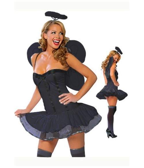 Sextoys, sexshop, loveshop, lingerie sexy : Deguisement Femme sexy : Costume sexy ange noir vendu sans les accessoires.