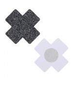 Sextoys, sexshop, loveshop, lingerie sexy : Nippies Cache Seins : Cache tétons croix noir pailleté